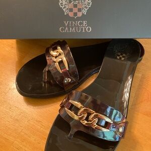 Brand New in Box Vince Camuto Tortoise Shell & Gold Tone Jelly Sandals